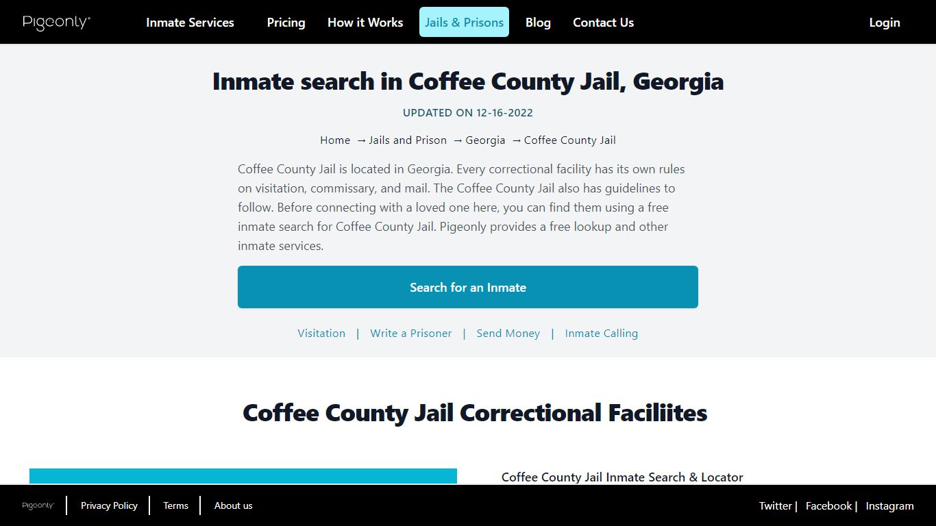 Inmate Search Coffee County Jail, Georgia | Pigeonly