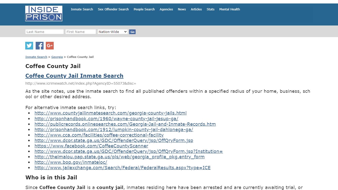 Coffee County Jail - Georgia - Inmate Search - Inside Prison
